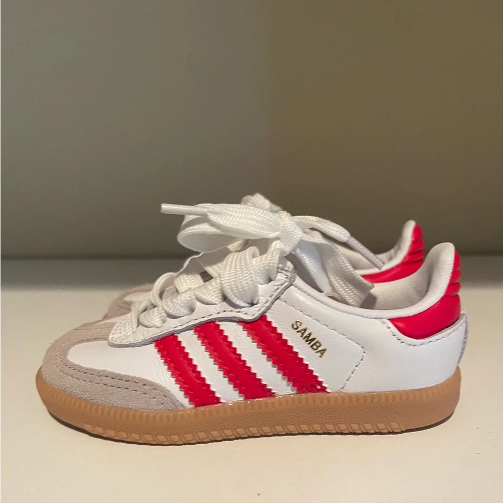 Adidas Kids Samba Red and White Sneakers